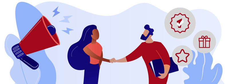 illustration of man and woman shaking hands