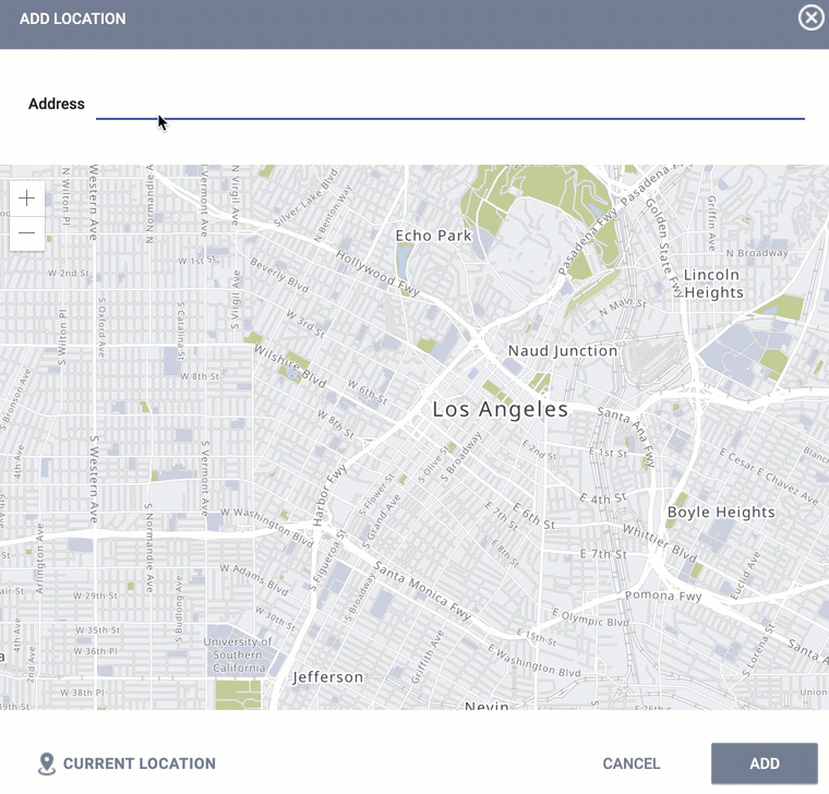 animation of user typing in address in map