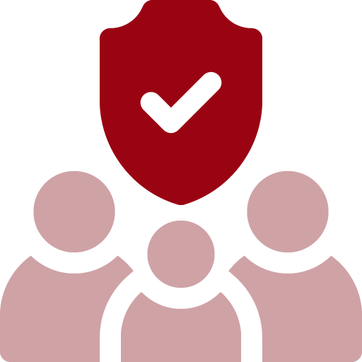 illustration icon of shield above group of users